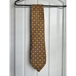 Nautica Gold and Blue Square Designer Tie Silk Necktie